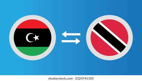 round icons with Libya and Trinidad ve Tobago flag exchange rate concept graphic element Illustration template design
