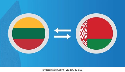 iconos redondos con el concepto de tipo de cambio de la bandera de Lituania y Belarús elemento gráfico Diseño de la plantilla de ilustración
