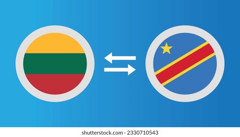 round icons with Lithuania and Democratic Congo flag exchange rate concept graphic element Illustration template design
