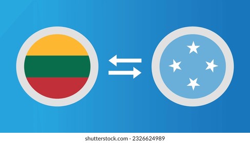 round icons with Lithuania and Micronesia flag exchange rate concept graphic element Illustration template design
