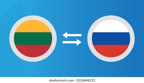 round icons with Lithuania and Russia flag exchange rate concept graphic element Illustration template design
