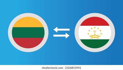 round icons with Lithuania and Tajikistan flag exchange rate concept graphic element Illustration template design
