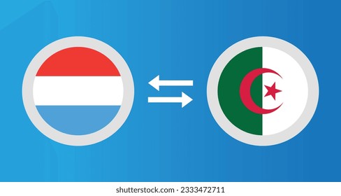 round icons with Luxembourg and Algeria flag exchange rate concept graphic element Illustration template design
