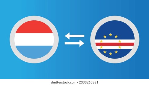 round icons with Luxembourg and Cape Verde flag exchange rate concept graphic element Illustration template design
