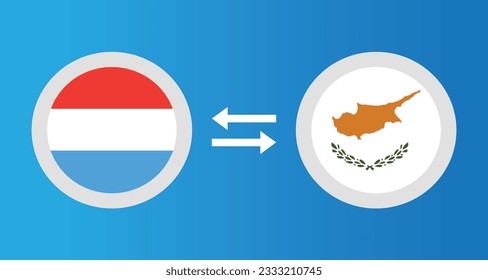 round icons with Luxembourg and Cyprus flag exchange rate concept graphic element Illustration template design
