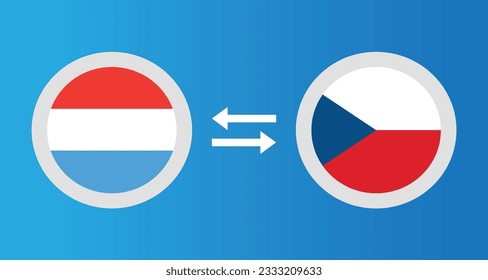 round icons with Luxembourg and Czech Republic flag exchange rate concept graphic element Illustration template design

