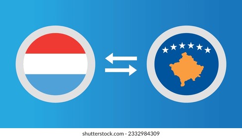 round icons with Luxembourg and Kosovo flag exchange rate concept graphic element Illustration template design

