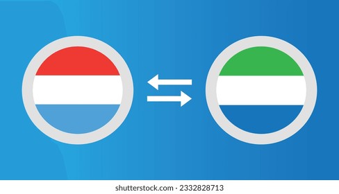 round icons with Luxembourg and Sierra Leone flag exchange rate concept graphic element Illustration template design
