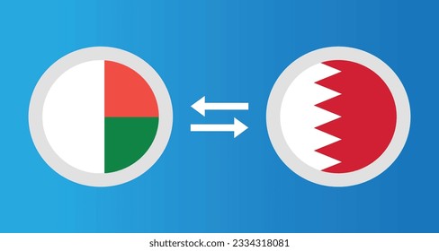 round icons with Madagascar and Bahrain$ flag exchange rate concept graphic element Illustration template design
