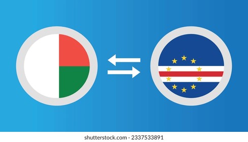 round icons with Madagascar and Cape Verde flag exchange rate concept graphic element Illustration template design
