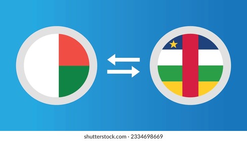 round icons with Madagascar and CAR flag exchange rate concept graphic element Illustration template design
