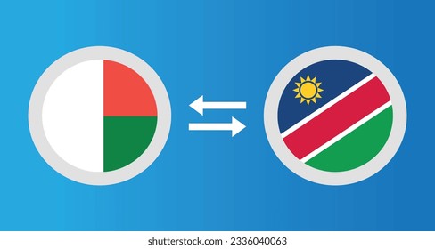 iconos redondos con el concepto de tipo de cambio del indicador Madagascar y Namibia elemento gráfico Diseño de la plantilla de ilustración
