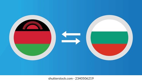 round icons with Malawi and Bulgaria flag exchange rate concept graphic element Illustration template design
