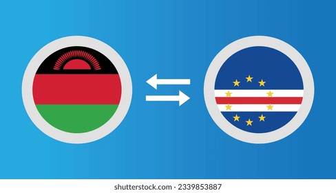 round icons with Malawi and Cape Verde flag exchange rate concept graphic element Illustration template design
