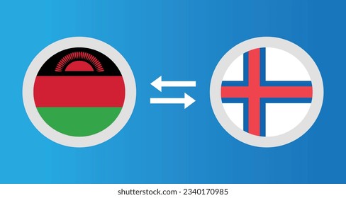 round icons with Malawi and Faroe Islands flag exchange rate concept graphic element Illustration template design
