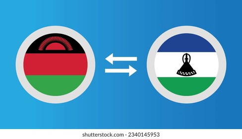 iconos redondos con el concepto de tipo de cambio del indicador de Malawi y Lesotho elemento gráfico Diseño de la plantilla de ilustración
