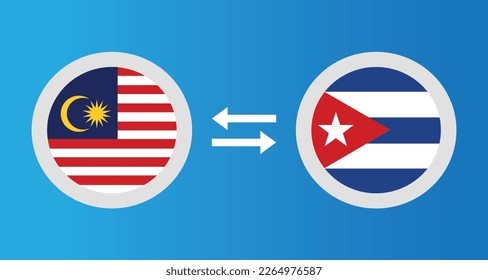round icons with Malaysia and Cuba flag exchange rate concept graphic element Illustration template design
