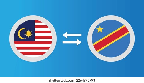 round icons with Malaysia and D.Congo flag exchange rate concept graphic element Illustration template design
