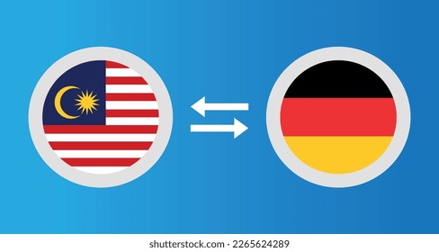 round icons with Malaysia and Germany flag exchange rate concept graphic element Illustration template design
