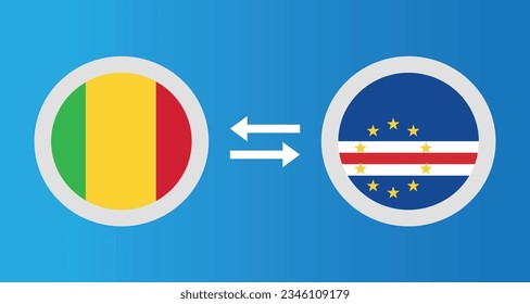 round icons with Mali and Cape Verde flag exchange rate concept graphic element Illustration template design
