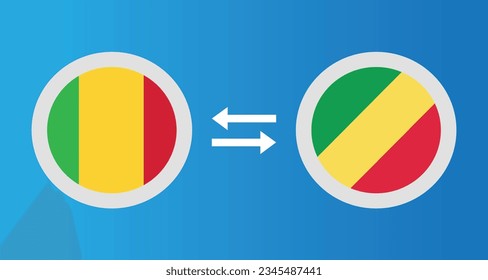 round icons with Mali and Congo flag exchange rate concept graphic element Illustration template design
