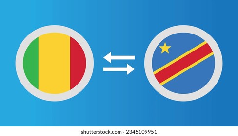 round icons with Mali and Democratic Congo flag exchange rate concept graphic element Illustration template design
