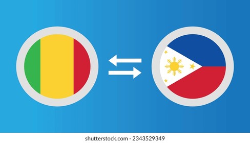 round icons with Mali and Philippines flag exchange rate concept graphic element Illustration template design
