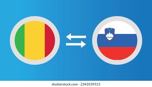 round icons with Mali and Slovenia flag exchange rate concept graphic element Illustration template design
