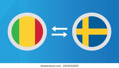 round icons with Mali and Sweden flag exchange rate concept graphic element Illustration template design
