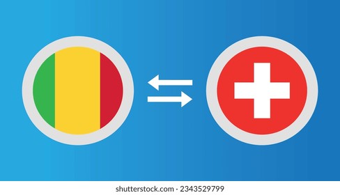 round icons with Mali and Switzerland flag exchange rate concept graphic element Illustration template design
