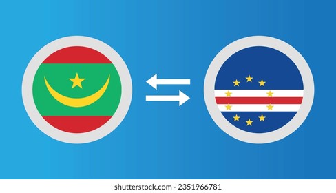 round icons with Mauritania and Cape Verde flag exchange rate concept graphic element Illustration template design
