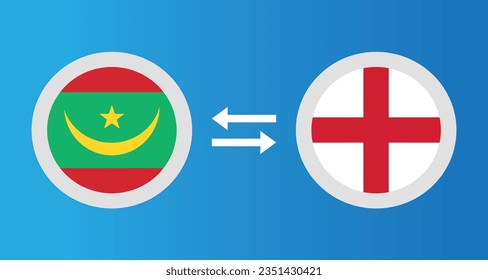 round icons with Mauritania and England flag exchange rate concept graphic element Illustration template design
