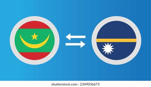 round icons with Mauritania and Nauru flag exchange rate concept graphic element Illustration template design
