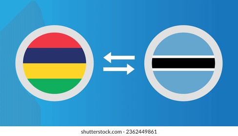 round icons with Mauritius and Botswana flag exchange rate concept graphic element Illustration template design
