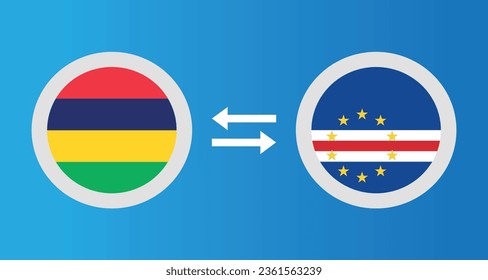 round icons with Mauritius and Cape Verde flag exchange rate concept graphic element Illustration template design
