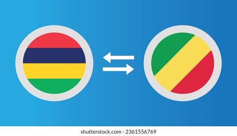 round icons with Mauritius and Congo flag exchange rate concept graphic element Illustration template design
