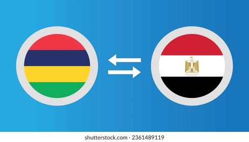 iconos redondos con el concepto de tipo de cambio de Mauricio y Egipto elemento gráfico Diseño de la plantilla de ilustración
