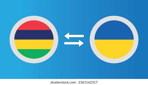 round icons with Mauritius and Ukraine flag exchange rate concept graphic element Illustration template design
