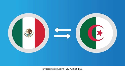 round icons with Mexico and Algeria flag exchange rate concept graphic element Illustration template design
 svg