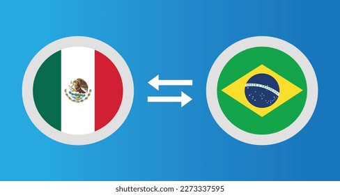 iconos redondos con el concepto de tipo de cambio del indicador México y Brasil elemento gráfico Diseño de la plantilla de ilustración
