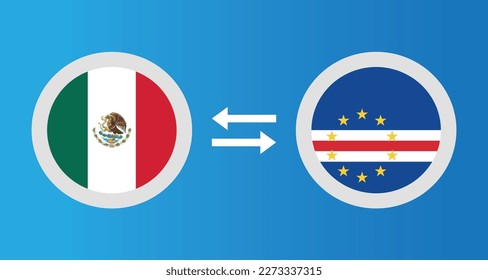 round icons with Mexico and Cape Verde flag exchange rate concept graphic element Illustration template design
