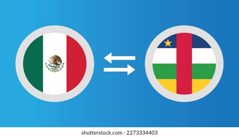 round icons with Mexico and CAR flag exchange rate concept graphic element Illustration template design
