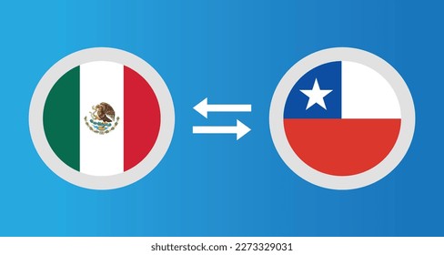 round icons with Mexico and Chile flag exchange rate concept graphic element Illustration template design
