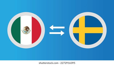 round icons with Mexico and Sweden flag exchange rate concept graphic element Illustration template design
