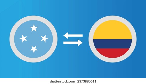 round icons with Micronesia and Colombia flag exchange rate concept graphic element Illustration template design
