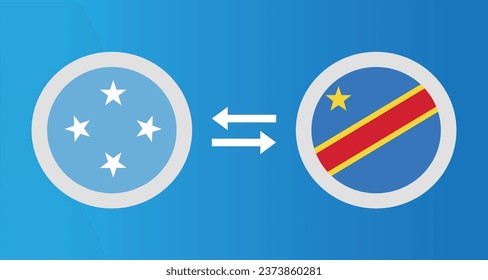 round icons with Micronesia and Democratic Congo flag exchange rate concept graphic element Illustration template design
