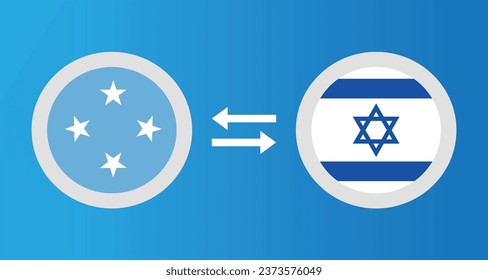 round icons with Micronesia and Israel flag exchange rate concept graphic element Illustration template design
