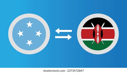 round icons with Micronesia and Kenya flag exchange rate concept graphic element Illustration template design
