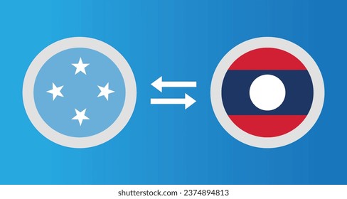 round icons with Micronesia and Laos flag exchange rate concept graphic element Illustration template design
