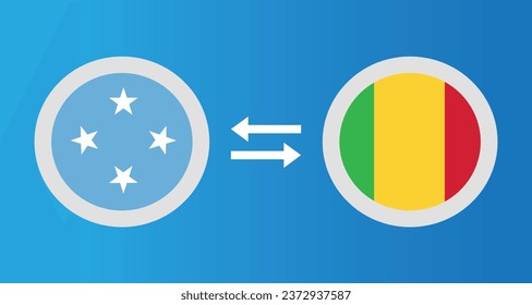 round icons with Micronesia and Mali flag exchange rate concept graphic element Illustration template design
